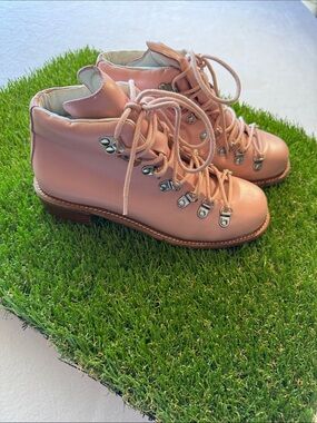 Free People + Jeffrey Campbell Pink Lace-Up Hiking Boots